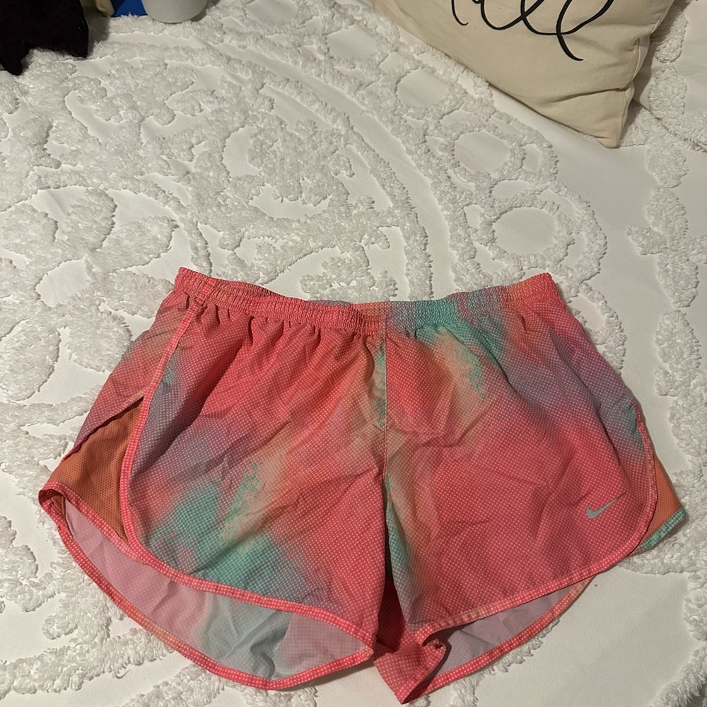 Nike Pink and Blue Athletic Shorts Lightweight Elastic Waist